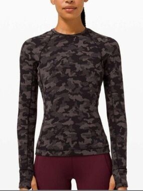 lululemon athletica Runderful Long Sleeve Top - Black & Gray Camo